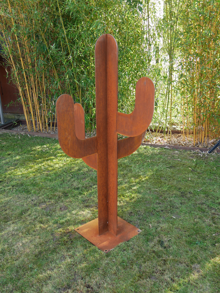 Décoration Cactus en CORTEN - Decokorten - vente en ligne de panneaux,  brises-vue, bacs, fontaines, décoration en corten, métal rouillé